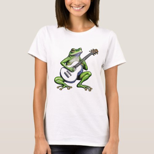 Funny Frog Playing Guitar T_Shirt
