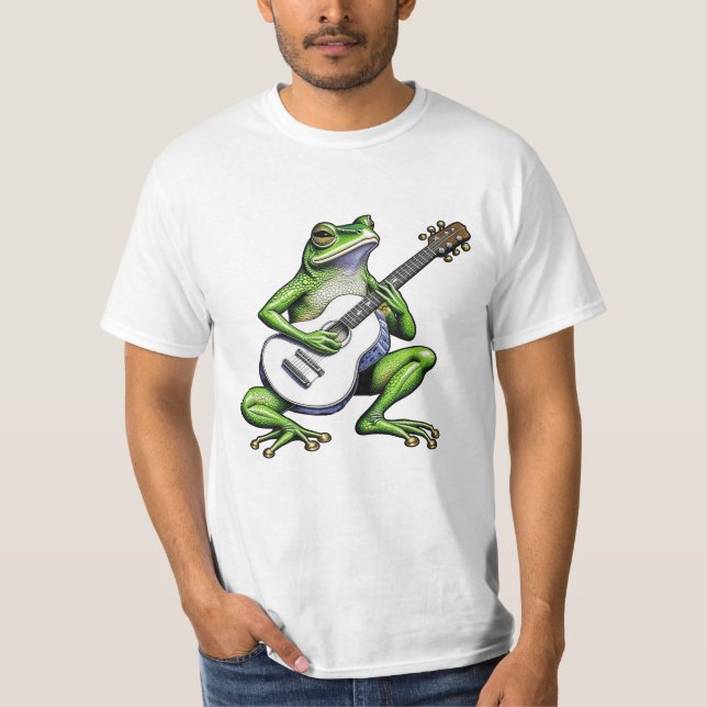 Funny Frog Playing Guitar T-Shirt (Front)