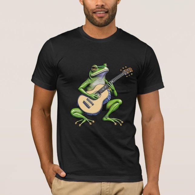 Funny Frog Playing Guitar T-Shirt (Front)