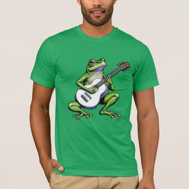Funny Frog Playing Guitar T-Shirt (Front)