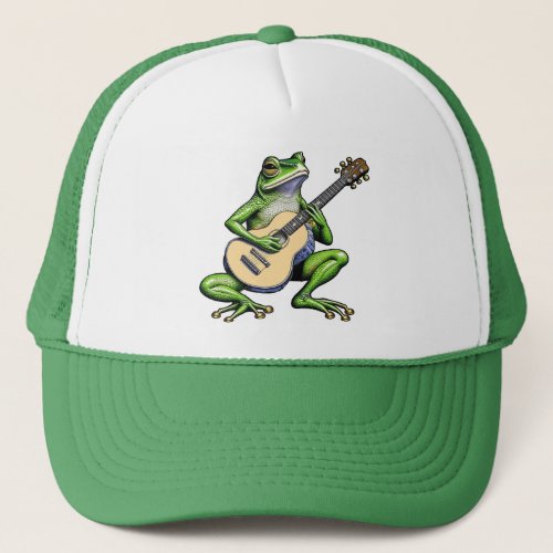 Funny Frog Playing Guitar Trucker Hat