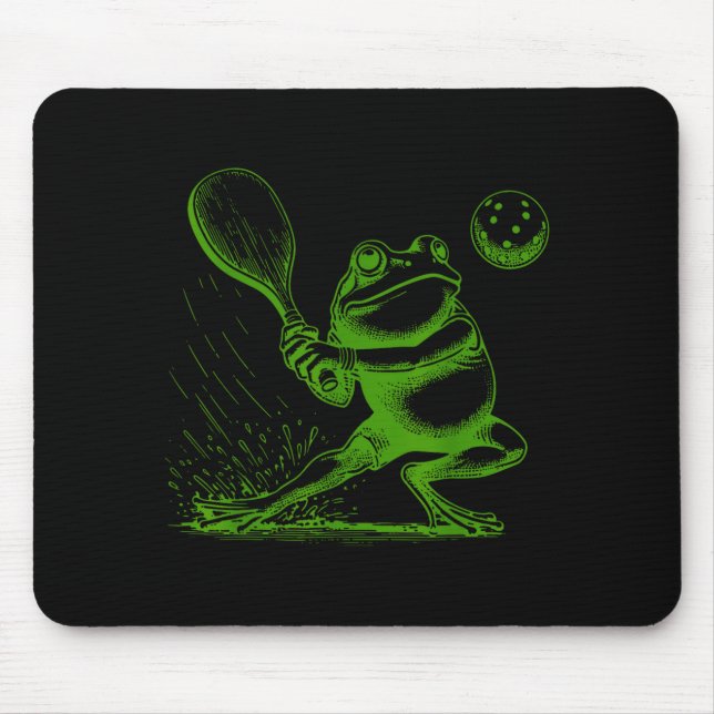Funny frog playing pickleball paddleball sports mouse pad (Front)