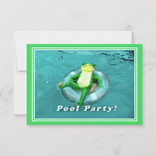 Funny Frog Pool Party Personalized Announcement