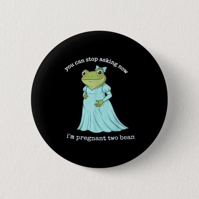Funny Frog Pregnancy Announcement Medieval Pregnan Button (Front)