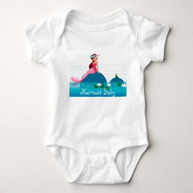 Funny Frog Prince and the Sweet Little Mermaid Baby Bodysuit (Front)