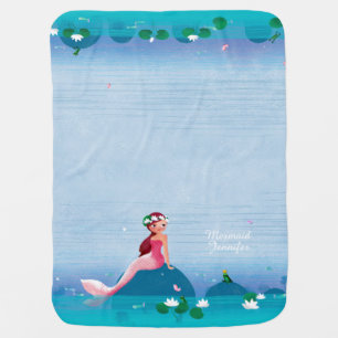 Funny Frog Prince and the Sweet Little Mermaid Receiving Blanket