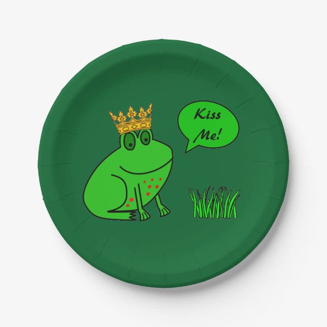 Funny Frog Prince - Kids Party Paper Plates (Front)