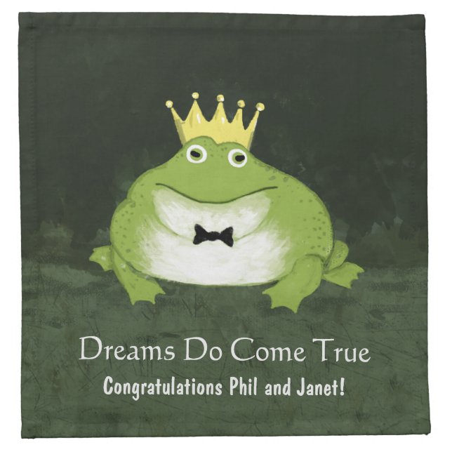Funny Frog Prince with Customizable Text Cloth Napkin (Front)