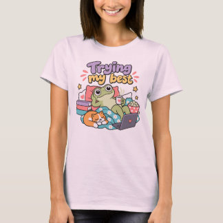 Funny Frog Procrastination Humor Relaxing Frogs T-Shirt
