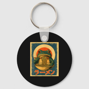 Funny Frog Ramen Kawaii Retro Japanese Rising Sun Keychain