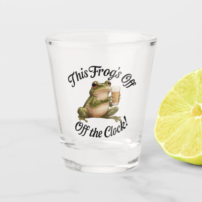 Funny Frog Retirement Beer Party Shot Glass (Front)