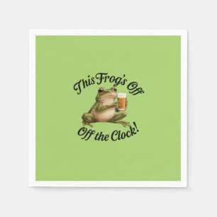 Funny Frog Retirement Party Green Design Napkins