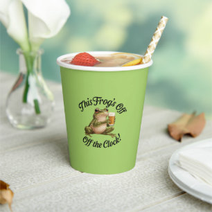 Funny Frog Retirement Party Green Design Paper Cups