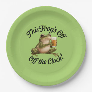 Funny Frog Retirement Party Green Design Paper Plates