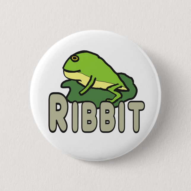 Funny Frog Ribbit Button (Front)