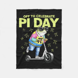 Funny frog scooter off to celebrate day men women fleece blanket
