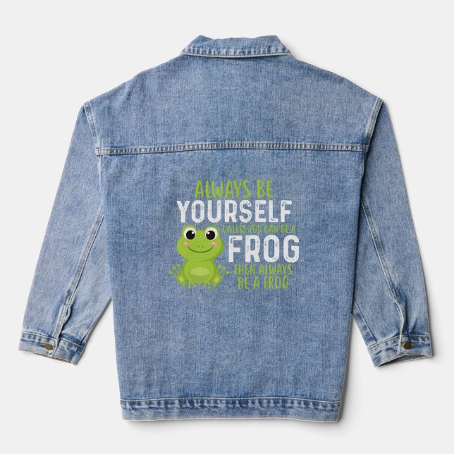 Funny Frog Shirt | Sarcastic  | Funny Frog Denim Jacket (Back)