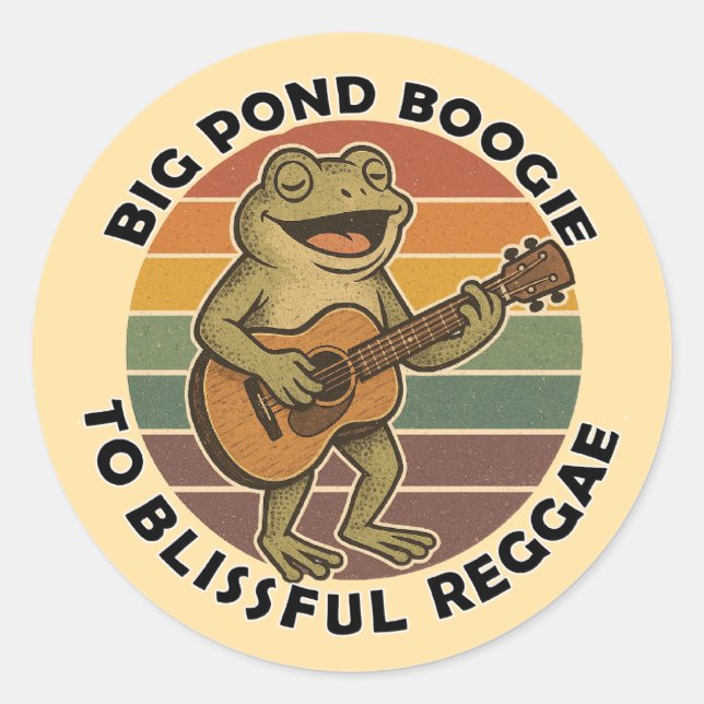 funny frog singing classic round sticker (Front)