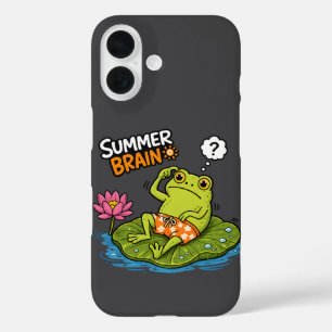 Funny Frog Summer Brain Silly Frog Cartoon iPhone 16 Case
