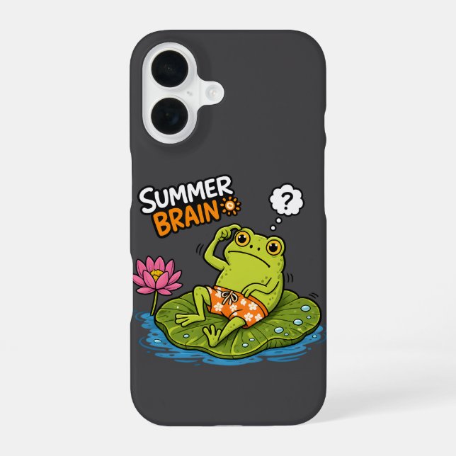 Funny Frog Summer Brain|Silly Frog Cartoon  Iphone Case (Back)