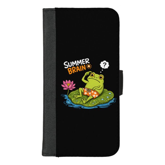 Funny Frog Summer Brain|Silly Frog Cartoon  iPhone Wallet Case (Front)
