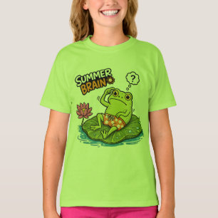 Funny Frog Summer Brain Silly Frog Cartoon T-Shirt