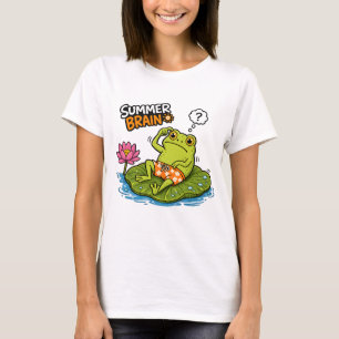 Funny Frog Summer Brain Silly Frog Cartoon T-Shirt