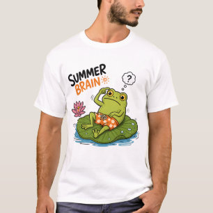 Funny Frog Summer Brain Silly Frog Cartoon  T-Shirt