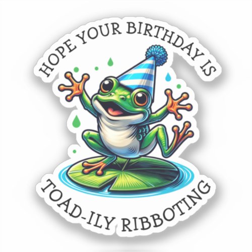 Funny Frog Themed Birthday Sticker