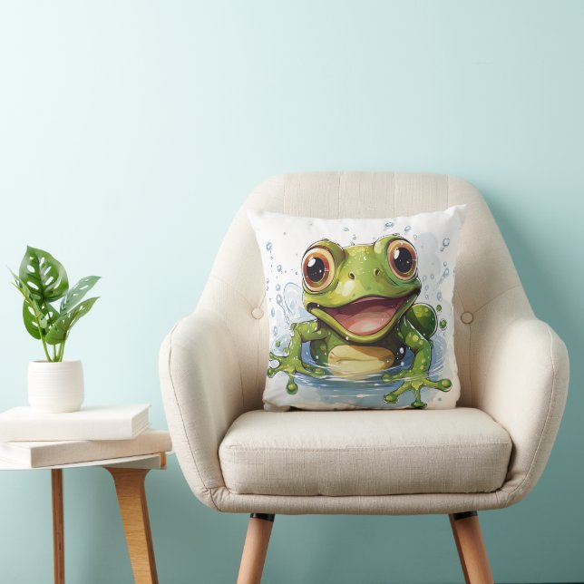 Funny frog throw pillow (Chair)