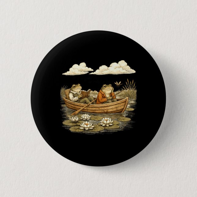 Funny Frog Toad Book Lovers Button (Front)