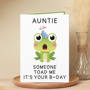 Funny Frog Toad Croak Auntie Happy Birthday Thank You Card