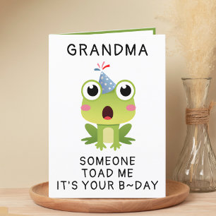 Funny Frog Toad Croak Grandmother Happy Birthday Letterpress Thank You Card