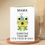 Funny Frog Toad Croak Mother Happy Birthday Thank You Card<br><div class="desc">Looking for a unique way to express your love and humor to your parent? Our funny frog greeting card is the perfect choice for your mother on her birthday! Customize it by adding your own personal message. Design features a shocked green toad wearing a blue birthday hat. Great way to...</div>