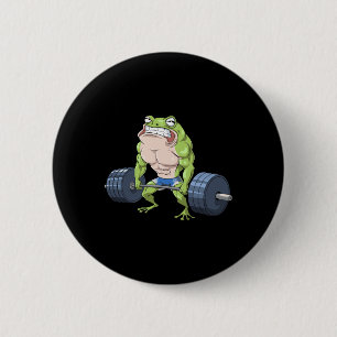 Funny Frog Weightlifting Deadlift Fitness Gym Barb Button
