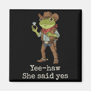 Funny Frog Western Engagement Matching Couples Tee Magnet