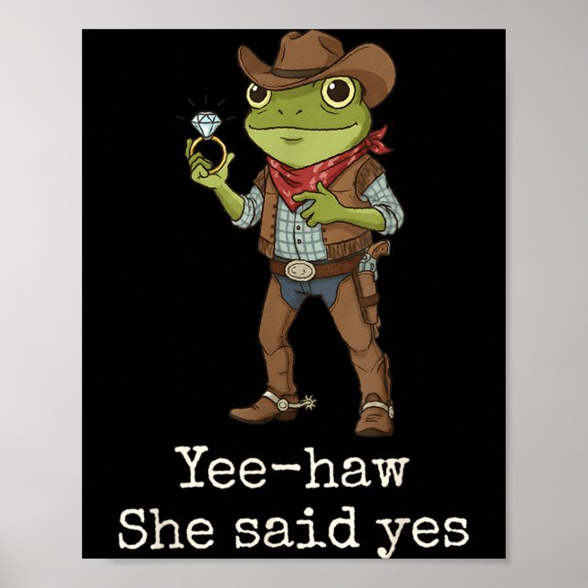 Funny Frog Western Engagement Matching Couples Tee Poster (Front)