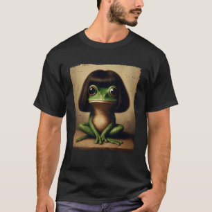 Funny Frog With Bob Haircut Quirky Animal Meme Qui T-Shirt