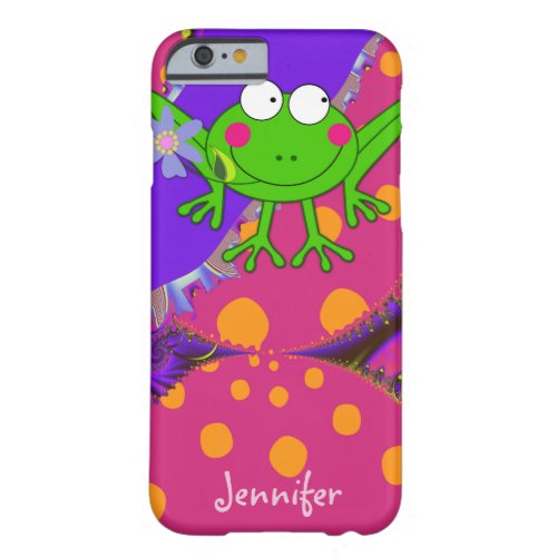 Funny Frog with Flower  custom Name Barely There iPhone 6 Case