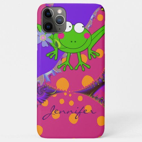 Funny Frog with Flower  custom Name iPhone 11 Pro Max Case
