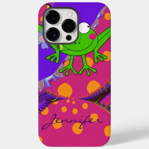 Funny Frog with Flower  custom Name Case_Mate iPhone 14 Pro Max Case