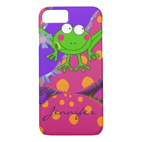 Funny Frog with Flower  custom Name iPhone 87 Case