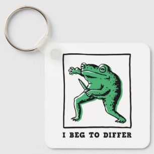 Funny Frog with Knife – "I Beg to Differ" Meme Keychain