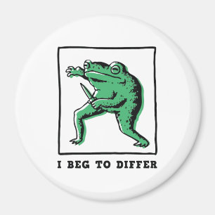 Funny Frog with Knife – "I Beg to Differ" Meme Magnet
