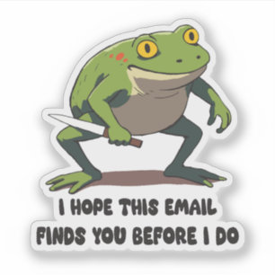 Funny Frog With Knife Meme Quote Sticker