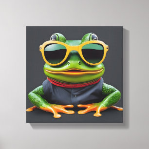 Funny frog with sunglasses canvas print