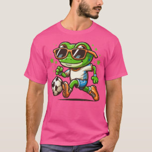 Funny Frog With Sunglasses Frog Playing Soccer T-Shirt