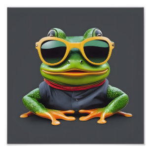 Funny frog with sunglasses photo print