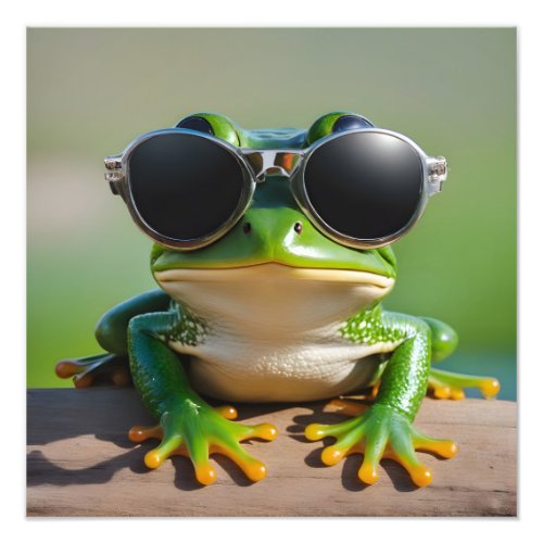 Funny frog with sunglasses photo print