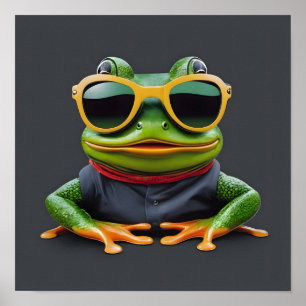Funny frog with sunglasses poster